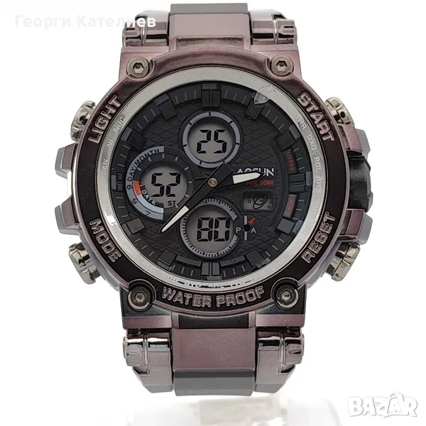 Мъжки електронен часовник с голям циферблат и черна силиконова кашка Код на продукта:B-01-07, снимка 1