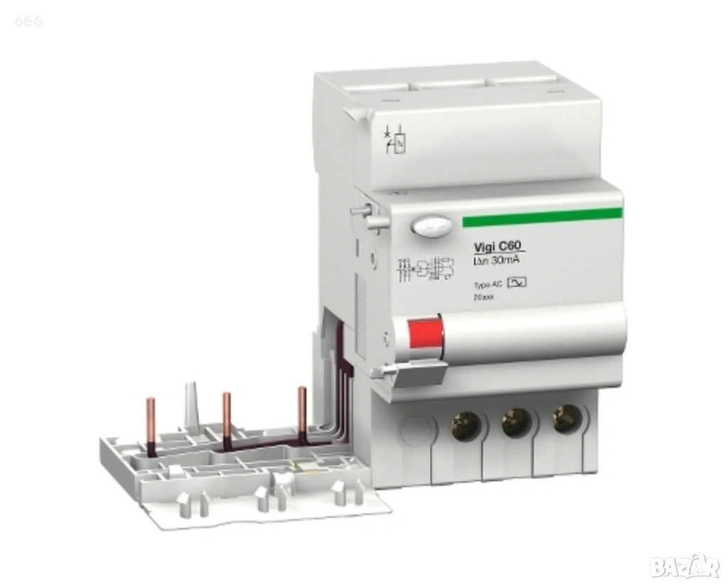 C60 - допълнителен блок за защита от утечка на земя - Vigi C60 - 3P - 25A - 30mA, снимка 1