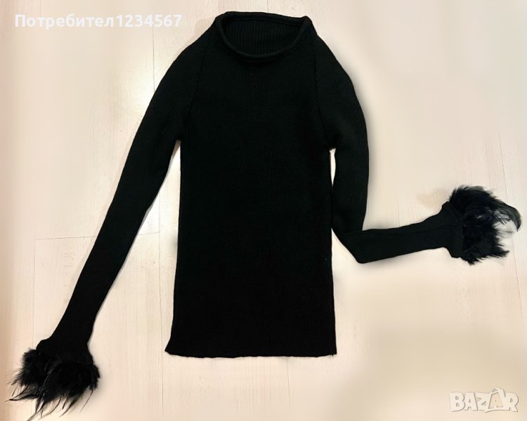 Черна блуза с пера, снимка 1