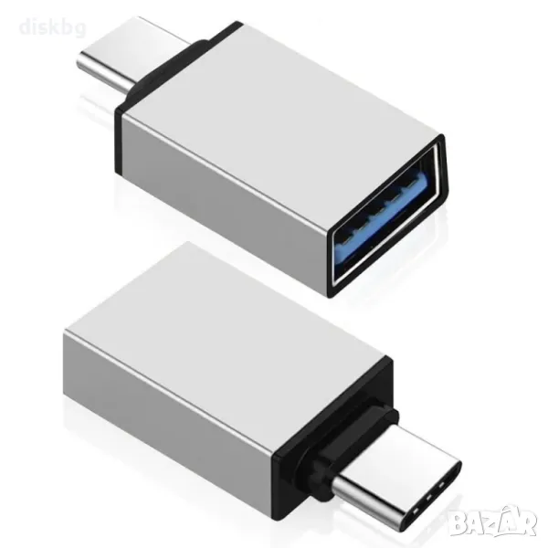 Нов USB преход OTG за Type C - метален в опаковка, снимка 1