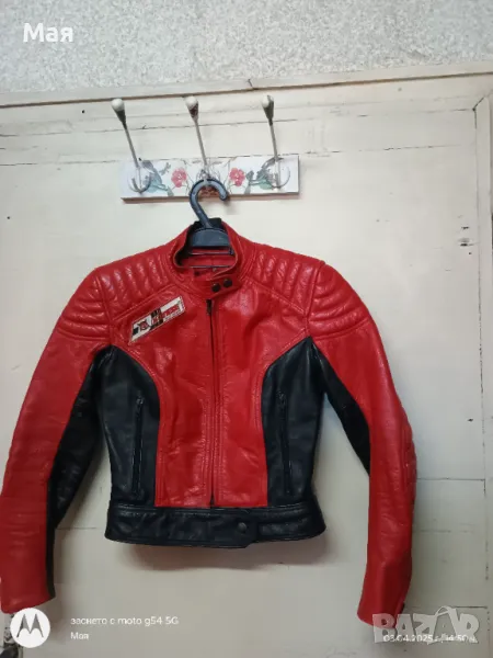 Дамско мото яке, кожа р-р 42 -ХС/С-протектори, снимка 1