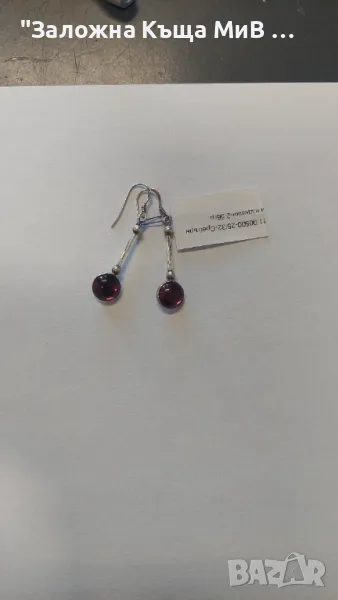 висящи сребърни обеци с камъче, снимка 1