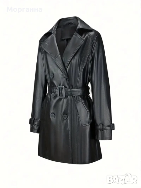 Дамско черно кожено яке. Размер L. 40/42 Ново. Марково., снимка 1