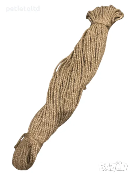 Въже конопено Ф 4 мм / 50 метра - подходящо за декорация, снимка 1