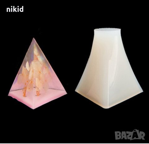 3d триъгълник пирамида силиконов молд калъп форма за бижутерски сладкарски смола изделия шоколад, снимка 1