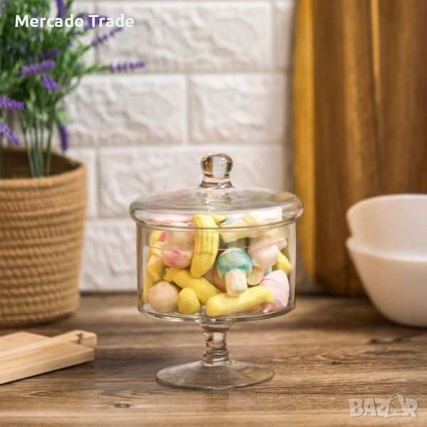 Стъклен буркан Mercado Trade, За сладки или бонбони, Цилиндър, снимка 1
