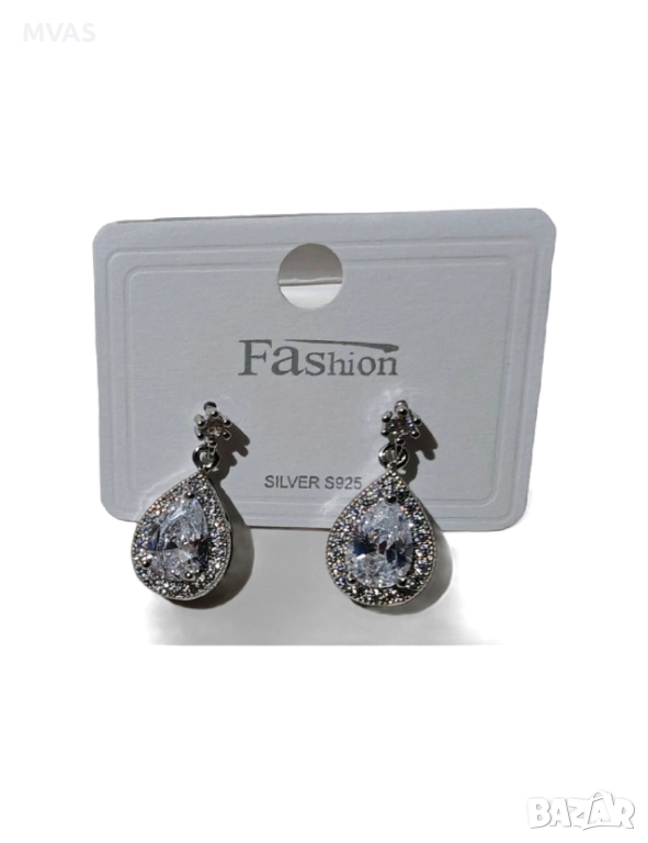 Нови блестящи обеци капка с кристал, снимка 1