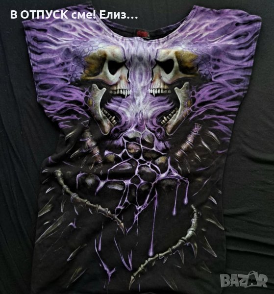Тениска тотал принт скелет черепи MADE IN UK марка SPIRAL direct, снимка 1