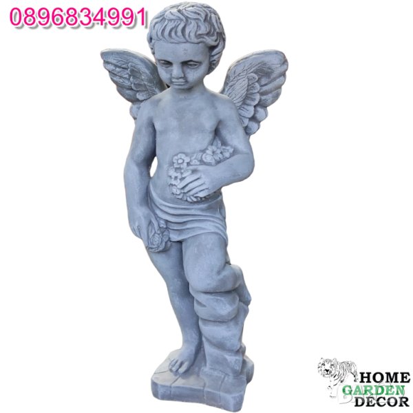 Ангел от бетон градинска фигура в сив цвят, снимка 1