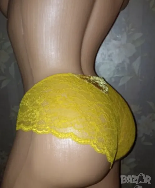 Бикини в жълто от дантела и плюш L, снимка 1
