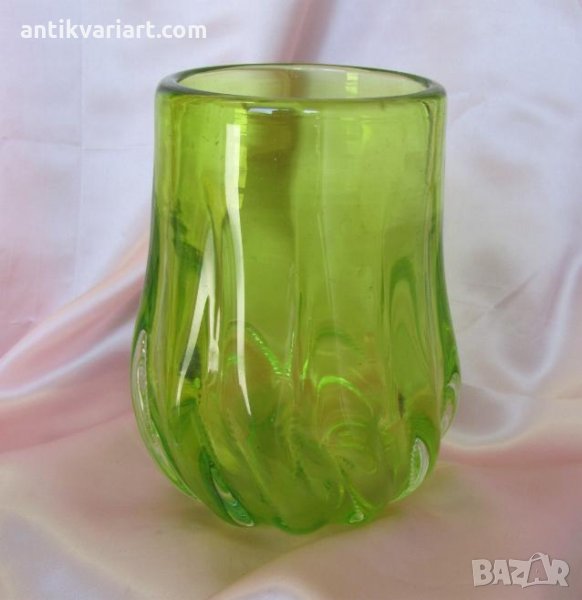 Стара Морано Кристално Стъкло Масивна Тежка Ваза, снимка 1