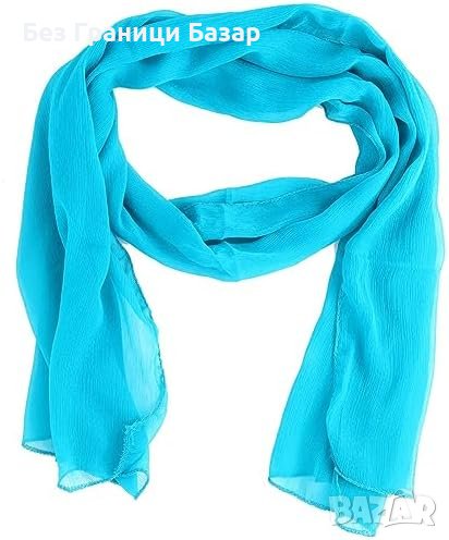 Нов Син Мек и елегантен Висококачествен Шифонов Шал Жени Подарък, снимка 1