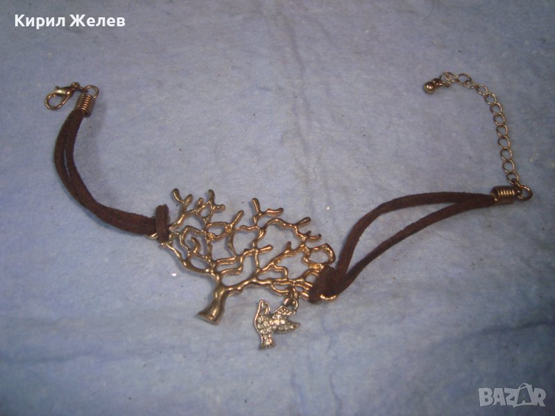 МНОГО КРАСИВА ПОЗЛАТЕНА ФЛОРАЛНА АРТ ГРИВНА с ФИГУРАЛНА ВИСУЛКА ГЪЛЪБЧЕ 15021, снимка 1