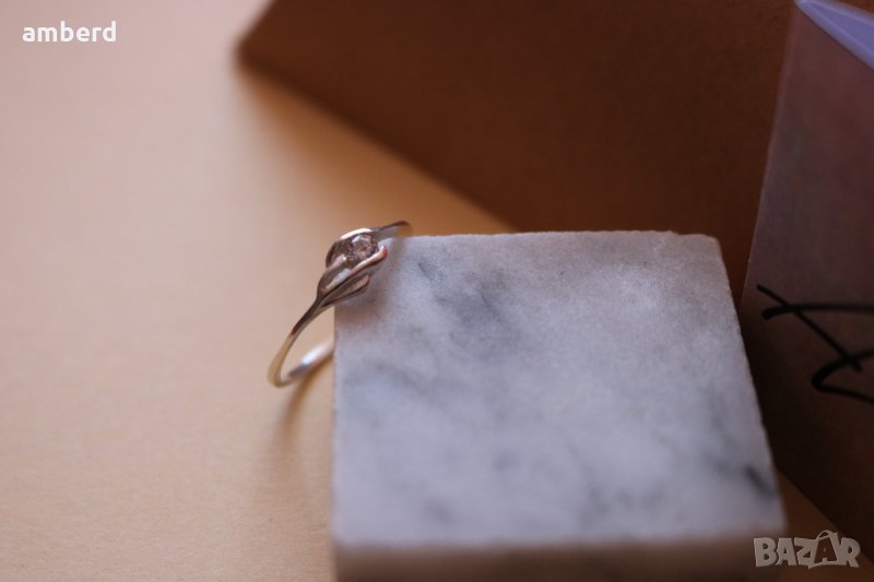 Сребърен пръстен с бял цирконий - модел R060, снимка 1