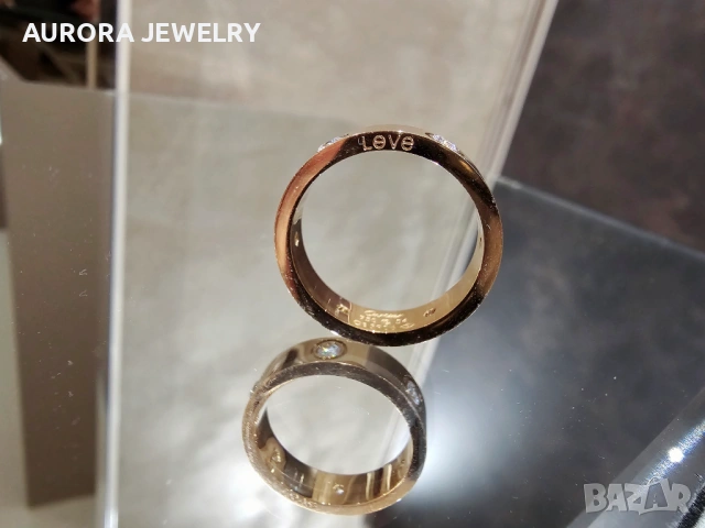 CARTIER Love Rose Gold 6 Diamonds Classic Model Пръстен, снимка 8 - Пръстени - 53238886
