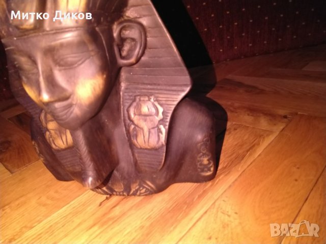 Тутанкамон египетска дървена статуя маска Н-18см на 16х10см, снимка 3 - Декорация за дома - 27558214
