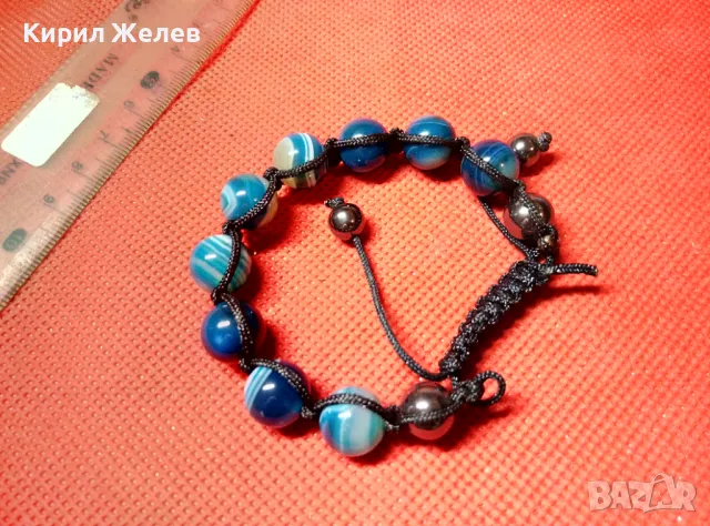 ПРЕКРАСНА ФЕШЪН ГРИВНА от ТОПЧЕТА ПОЛИРАН СИН МРАМОРЕН АХАТ и ХЕМАТИТ 47267, снимка 7 - Гривни - 47309096