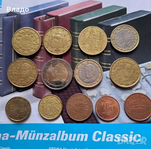 Евро монети, 1 евро , 2 евро , 50 цента 