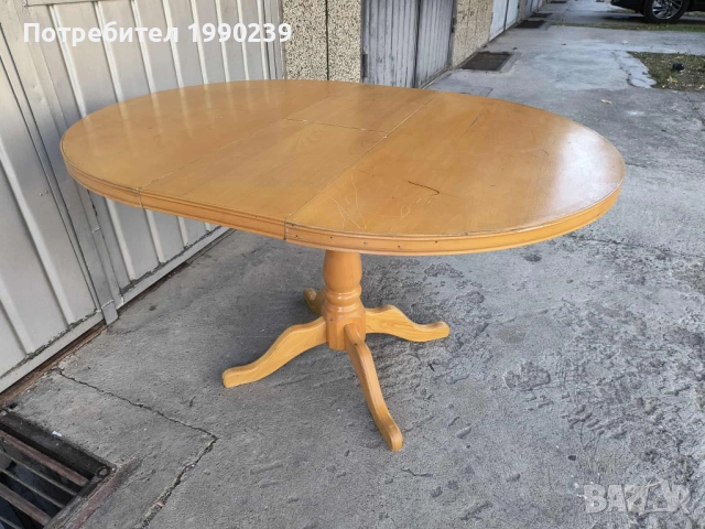 Кухненска маса разтегателна с диаметър 101 см. – масив, снимка 2 - Маси - 51537398