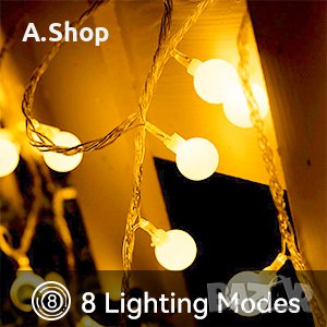 litogo Led Globe String Lights лед лампички за украса декорация парти сватба дом градина 120бр./12м., снимка 11 - Лед осветление - 43749813