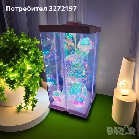 Ръчно изработена USB/батерии Великолепна, голяма, светеща скулптура LED Цветно Зайче, снимка 11 - Настолни лампи - 47979645