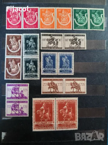 Белгия 1942 г. Благотворителни марки пълна серия MNH чифтове