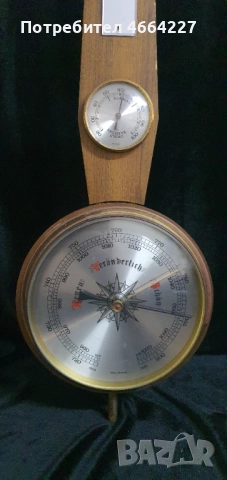 Антикварен банджо стил барометър, термометър и хидрометър , снимка 5 - Антикварни и старинни предмети - 52589486