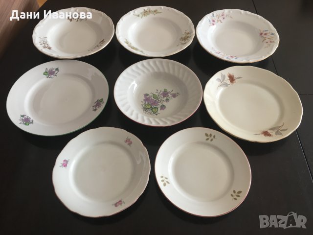8 бр. порцеланови чинии с различна декорация