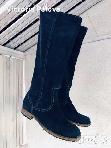 Сини велурени ботуши, снимка 3 - Дамски ботуши - 28121397