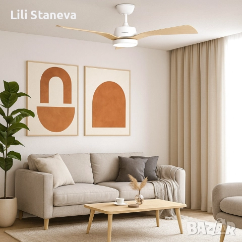 Таванен вентилатор Brizy Bright Outdoor с дистанционно управление,LED осветление,6 скорости,45W DC. 