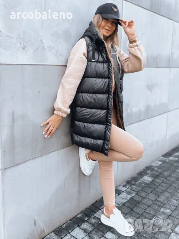 Дамско дълго реверсивно ватирано зимно яке без ръкави NOMADNECTAR
