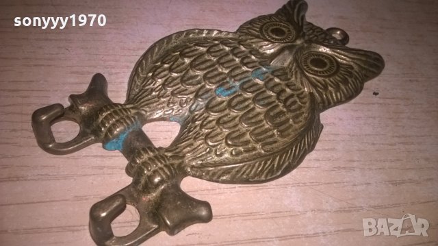 сова/бухал-мед/месинг-внос франция-12х7см, снимка 3 - Колекции - 26693034