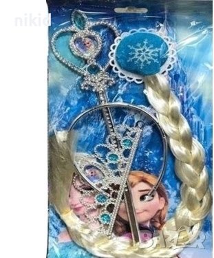 Плитка за коса пластмасова детска корона и Жезъл принцеса Елза Замръзналото Кралство Frozen костюм, снимка 2 - Други - 37969689