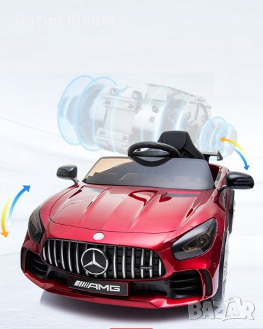 Акумулаторен КОЛА Mercedes GT R ,12V с меки гуми, снимка 6 - Детски велосипеди, триколки и коли - 33381705