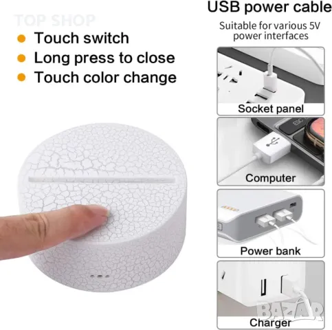 PIKACHU 3D LED лампа, снимка 2 - Лампи за стена - 48788180