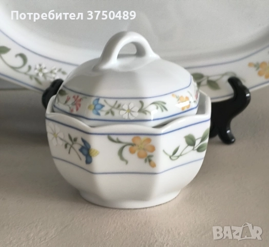 Плато и захарница с нежен флорален декор, снимка 2 - Аксесоари за кухня - 52211880