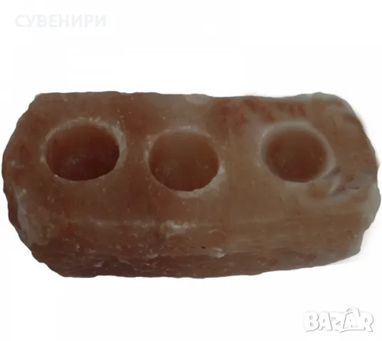 Свещник тройка от хималайска сол, снимка 2 - Декорация за дома - 49256342