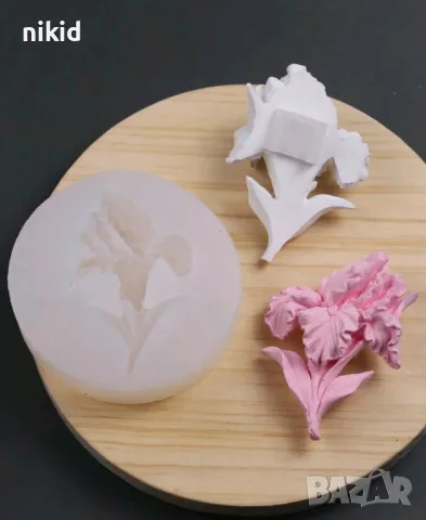 Ирис цвете силиконов молд форма фондан шоколад гипс смола декор , снимка 2 - Форми - 48761966