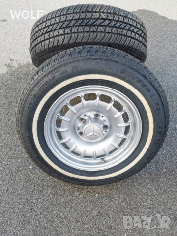 Mercedes W123 original алуминиеви джанти с гуми 205/70 R14 от германия, снимка 17 - Гуми и джанти - 52930536