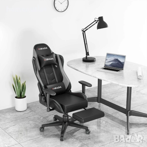 ПРОМОЦИЯ Геймърски / офис стол – ергономичен, регулируем, с висока товароносимост HBADA HDJY001GM/CB, снимка 2 - Столове - 52720249