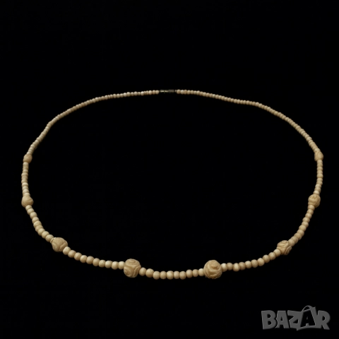 Ръчно резбована стара огърлица от слонова кост
