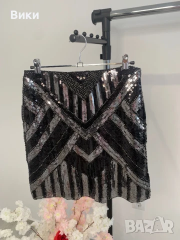 Пола с паети и маниста в размер М, снимка 4 - Поли - 50739032