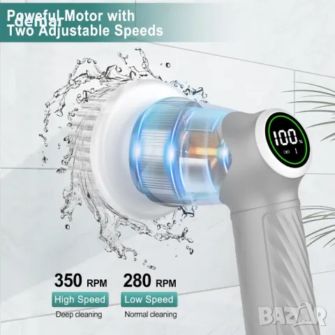 Безжична електрическа четка за баня, скрубер, кухня, градина, водоустойчива, със 7 глави за смяна, снимка 4 - Мопове, кофи, четки и метли - 47503243