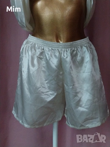 Бял сатенен халат, нощница и топ с шорти, снимка 12 - Нощници - 53472775