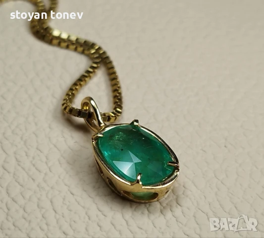 Медальон с турмалин в 14кт златен обков! Нов! Сертификат!, снимка 10 - Колиета, медальони, синджири - 46938955