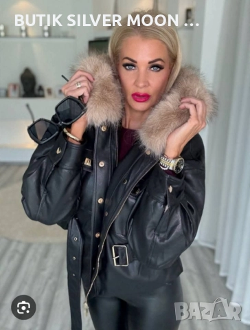 Дамско Кожено Яке с Еко Пух ⚡, снимка 2 - Якета - 51824759
