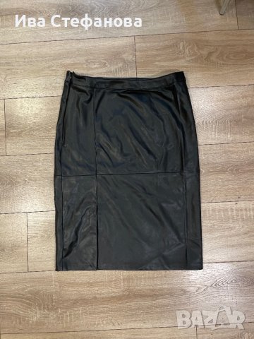 Нова елегантна кожена черна  пола под коляното миди midi дължина размер XL ХЛ, снимка 10 - Поли - 43296049
