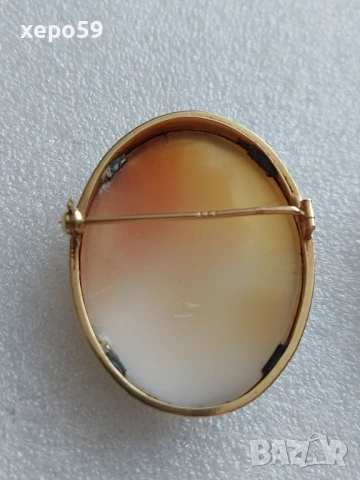 Три брошки камеи със златен обков-14 карата и 9 карата., снимка 11 - Колиета, медальони, синджири - 53074144