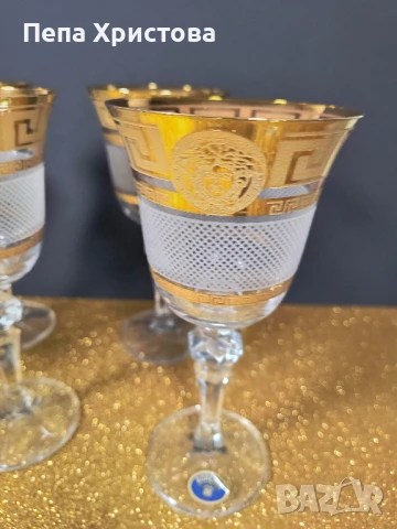 чаши за ракия -  Бохемия - Christina- Versace Gold, снимка 10 - Чаши - 50943761