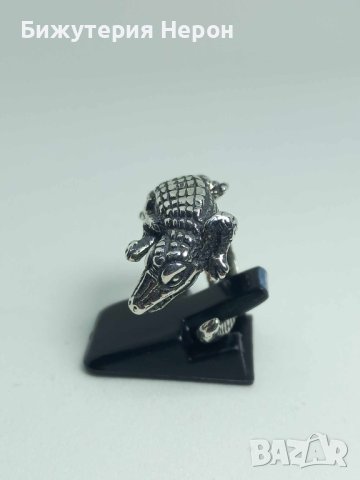 Сребърен пръстен Крокодил, снимка 2 - Пръстени - 43869498
